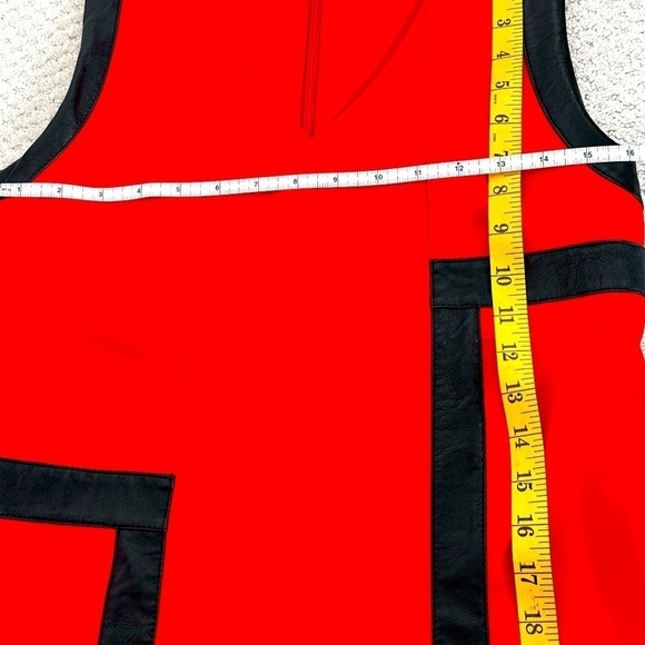 RINASCIENTO Red Dress with Black leather detailing & silver circle details - Picture 11 of 13